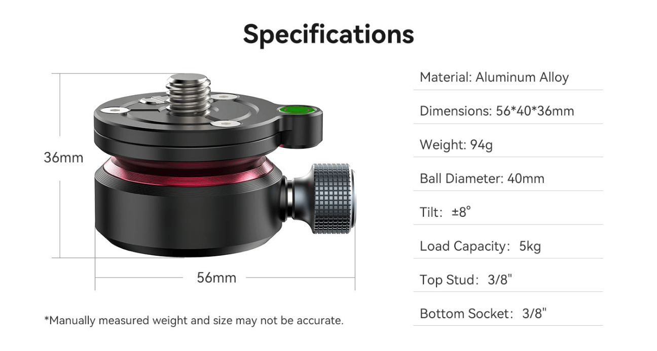 GXCT TT37 Mini Leveling Base with adjustable tilt and sturdy aluminum alloy construction