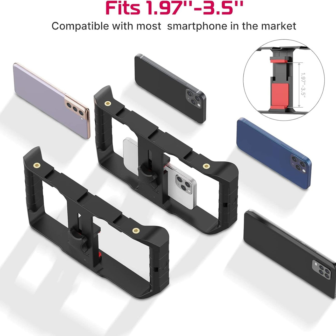 GXCT U-Rig Pro Smartphone Video Rig compatible with most smartphones from 1.97 to 3.5 inches