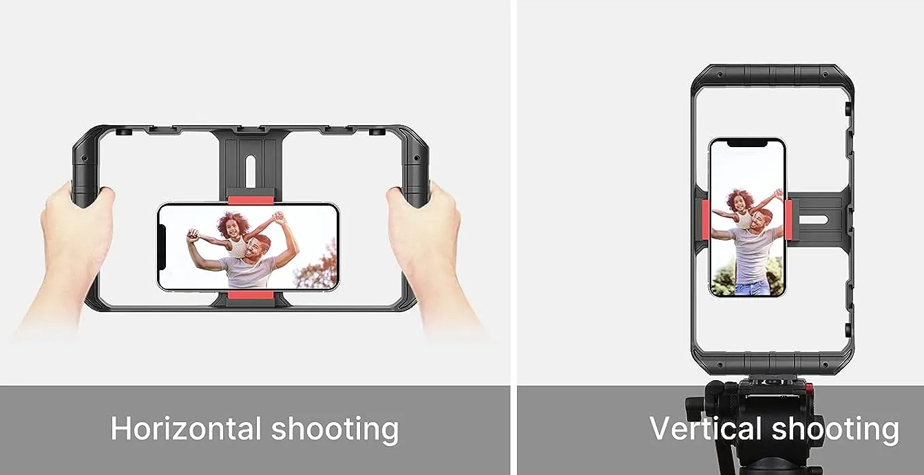 GXCT U-Rig Pro Smartphone Video Rig for horizontal and vertical shooting with adjustable grips