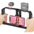 GXCT U-Rig Pro Smartphone Video Rig for stable shooting with dual grip and microphone holder