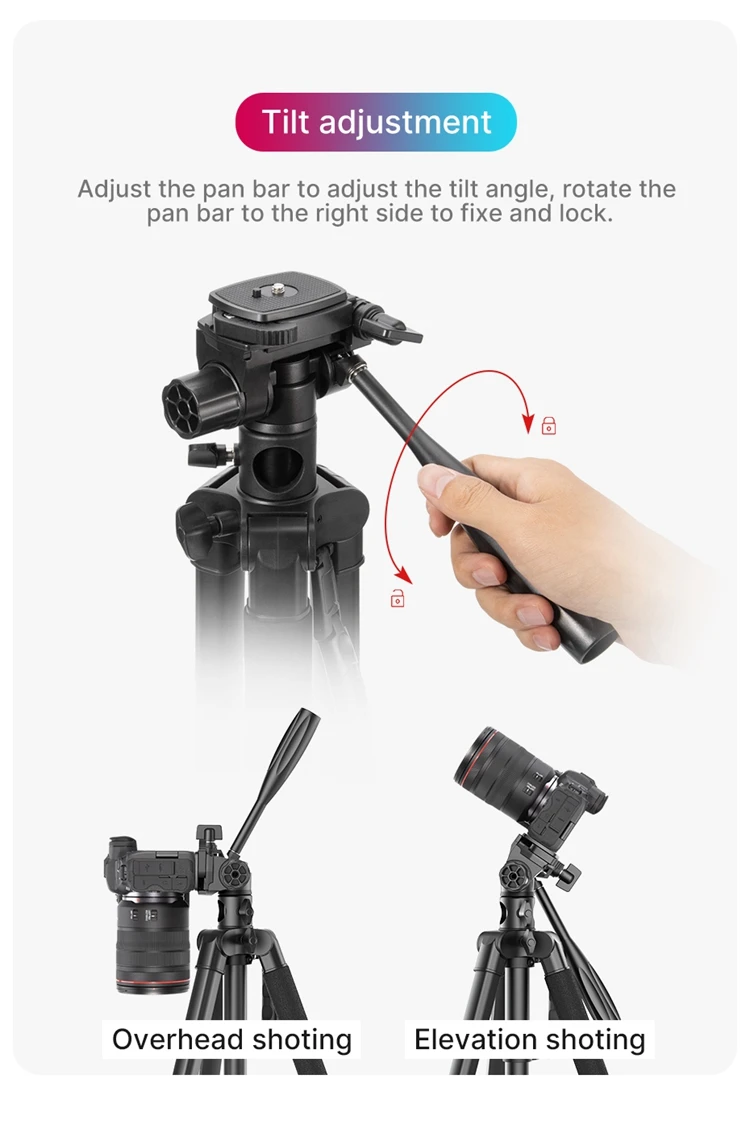 GXCT VT-01 Professional Heavy Duty Tripod And Monopod with tilt adjustment for overhead and elevation shooting