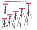 GXCT VT-02 Universal Tripod with adjustable heights from 23 to 72 inches for versatile photography
