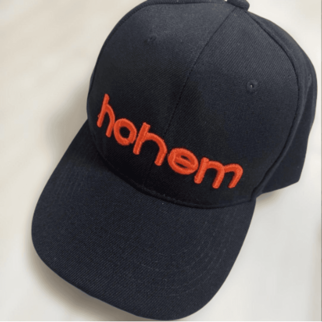 Black Cap with Orange Embroidered hohem Logo for Everyday Wear