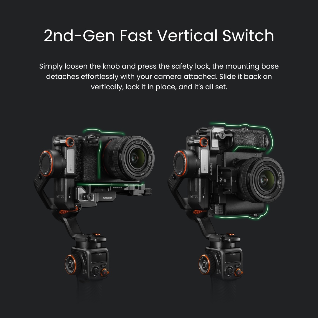 VMIDirect Gimbal Stabilizer with 2nd-Gen Fast Vertical Switch for Easy Camera Mounting