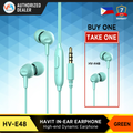 Havit HV-E48 In-Ear Headphones in Green with Comfortable Fit and Earbuds with Microphone