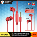 VMIDirect Havit HV-E48P Red In-Ear Headphones with Microphone for Clear Sound and Calls