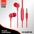 Red Havit In-Ear Headphones with Microphone for Clear Calls and Music Listening, Earbuds With Microphone