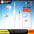 VMIDirect Havit In-Ear Headphones in White with Built-in Microphone for Clear Calls and Music, Earbuds With Microphone