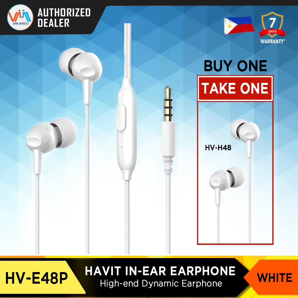 VMIDirect Havit In-Ear Headphones in White with Built-in Microphone for Clear Calls and Music, Earbuds With Microphone
