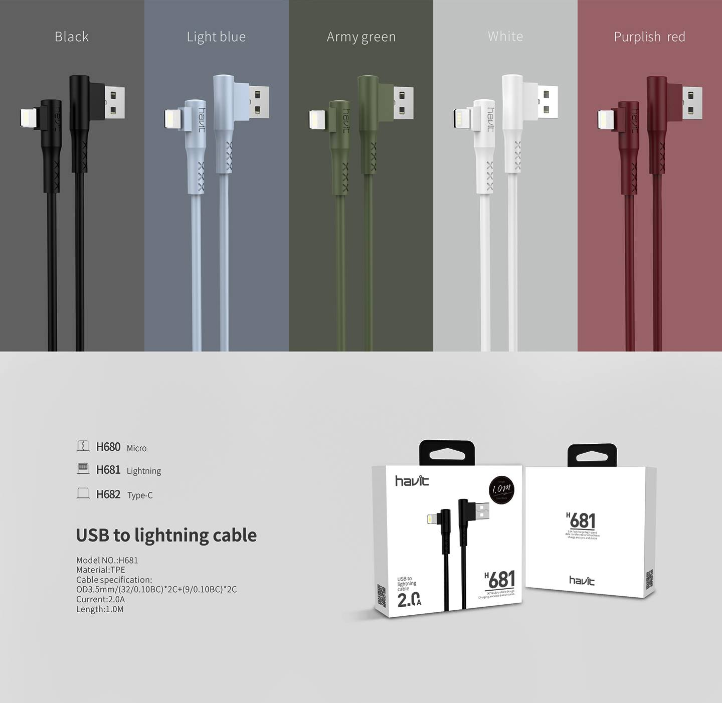 VMIDirect Fast Charger Data Wire in various colors including black, white, and army green