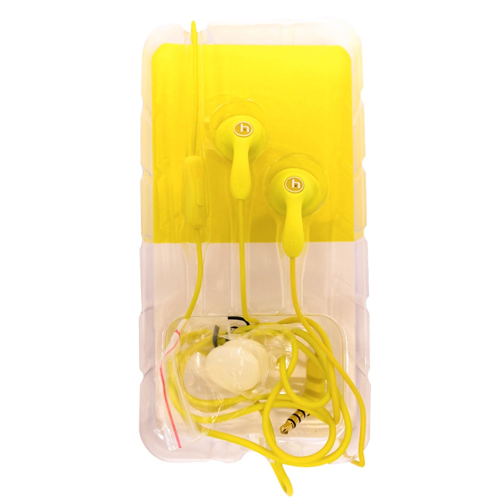 VMI Yellow Earbud Headset Phone with Comfortable Fit and Clear Sound Quality