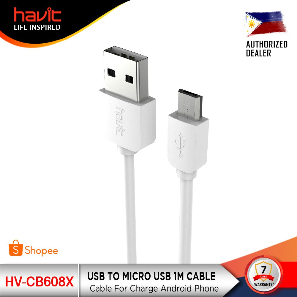 Havit USB to Micro USB 1M Cable for charging Android phones, ideal for storing phone data cords.