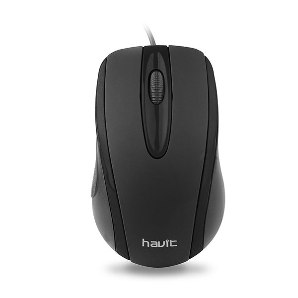 Havit Wired Mouse in sleek black design, perfect for everyday computing and gaming use