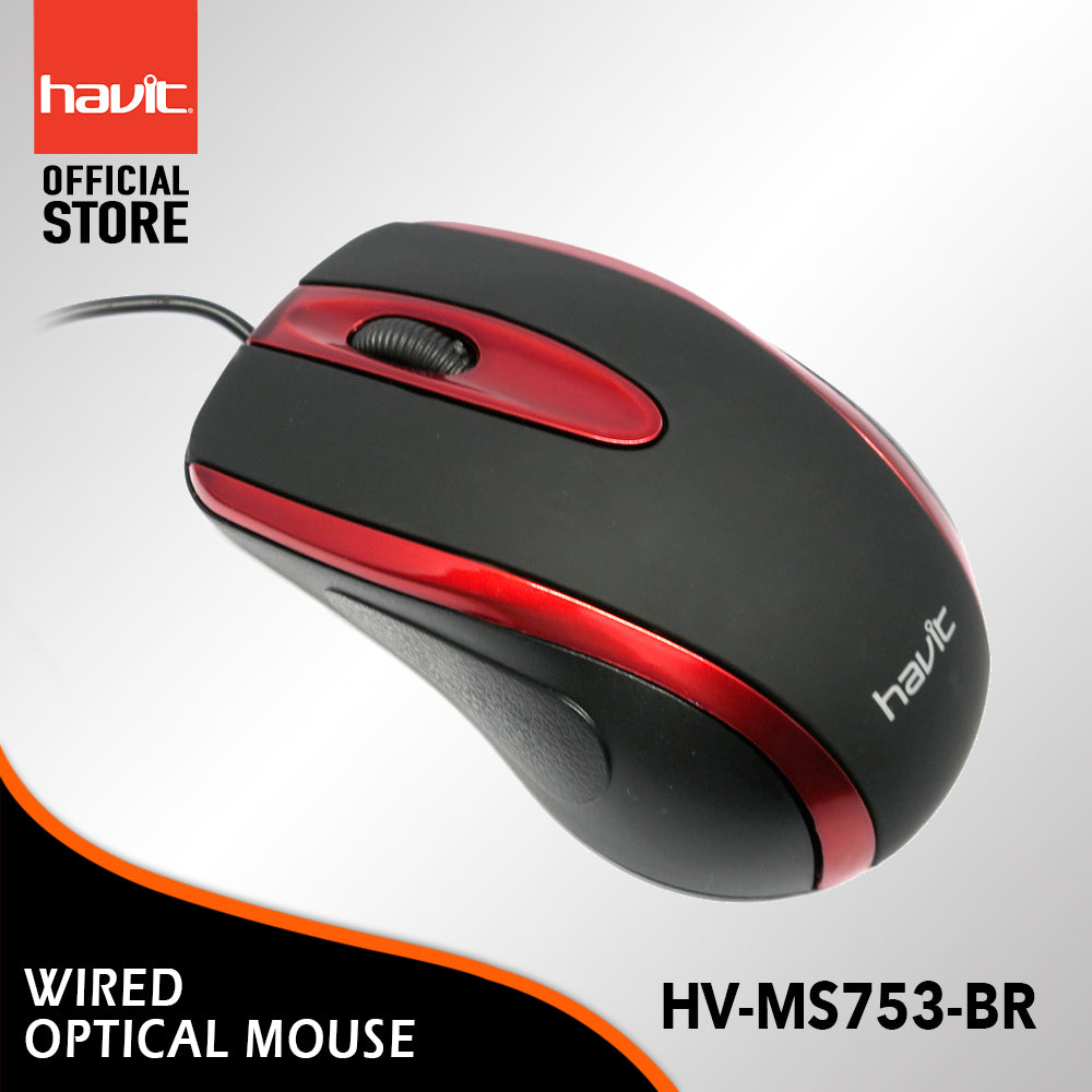 Havit HV-MS753-BR Wired Mouse with Optical Sensor and Ergonomic Design for Comfortable Use