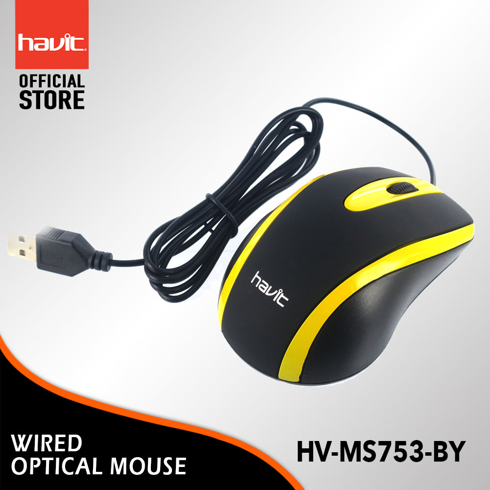 Havit HV-MS753-BY Wired Mouse with Optical Sensor and Comfortable Grip for Daily Use