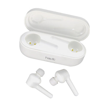Havit Wireless Bluetooth Earbuds in White with Charging Case for Seamless Audio Experience