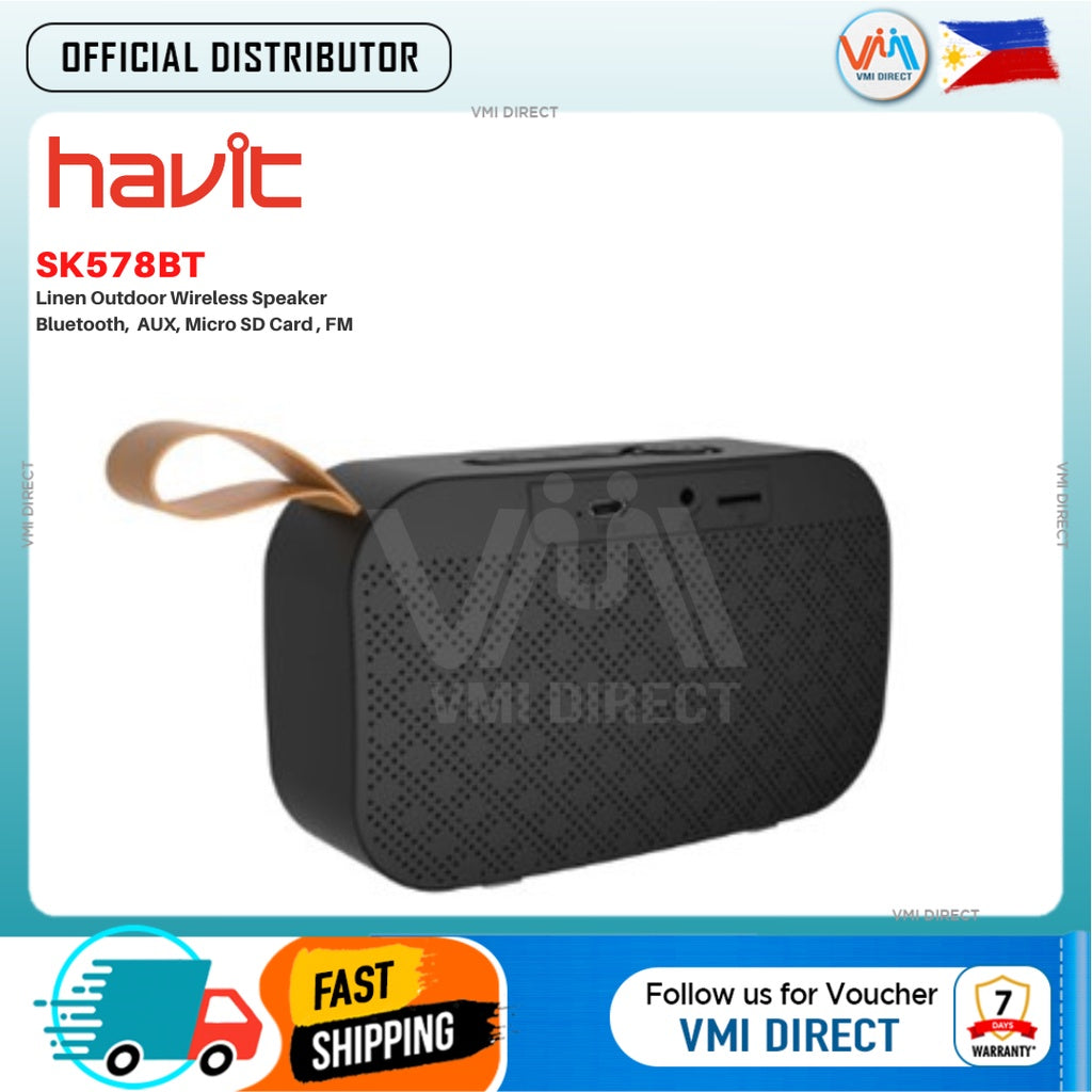 Havit SK578BT Linen Outdoor Wireless Speaker with Bluetooth, AUX, and Micro SD Card support