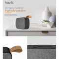 Havit Wireless Speaker with portable design and leather handle for easy outdoor use