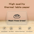 High-quality White Thermal Label Stickers featuring a meat floss bread design with eco-friendly attributes