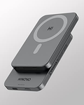 Magnetic Wireless Power Bank in sleek gray design with charging indicators and USB ports
