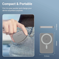 Compact and portable Magnetic Wireless Power Bank easily fits in your pocket for on-the-go charging