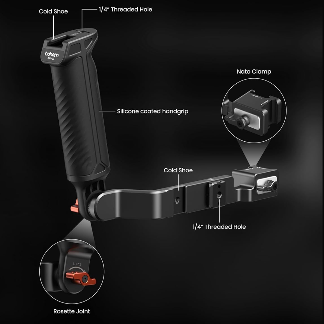 VMIDirect Handgrip Gimbal Handle with Silicone Coated Grip and Multiple Mount Options