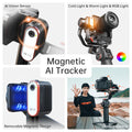 Hohem iSteady MT2 3-axis gimbal stabilizer showcasing AI tracker and removable magnetic design