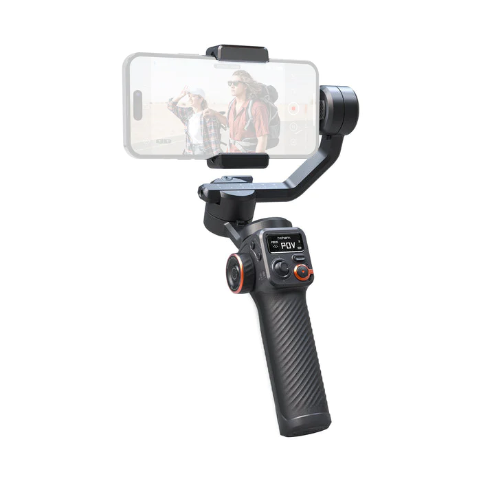 Hohem iSteady M6 smartphone gimbal with a handheld grip for smooth video stabilization