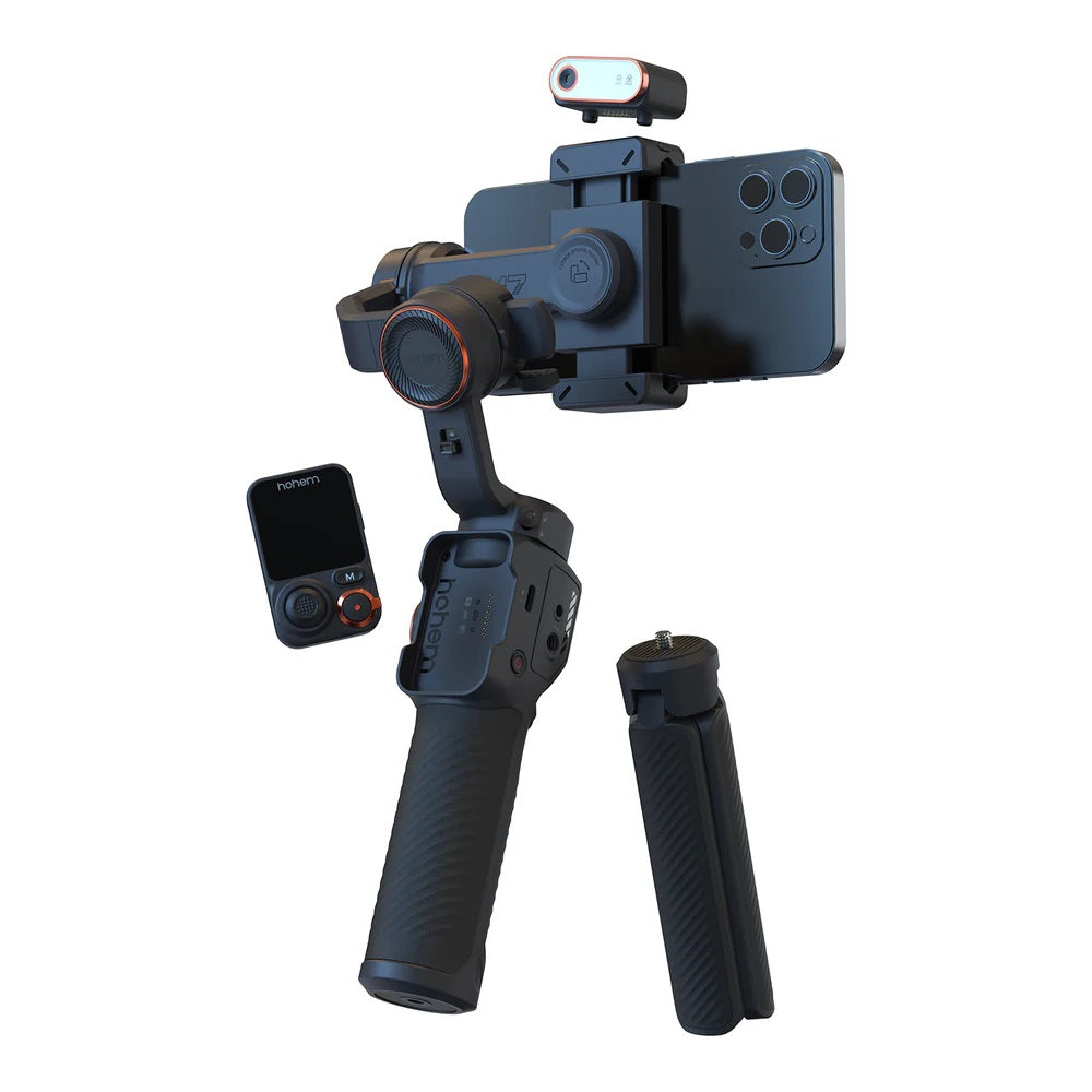 Hohem iSteady M7 gimbal for smartphone with sturdy grip and wireless remote for smooth video recording