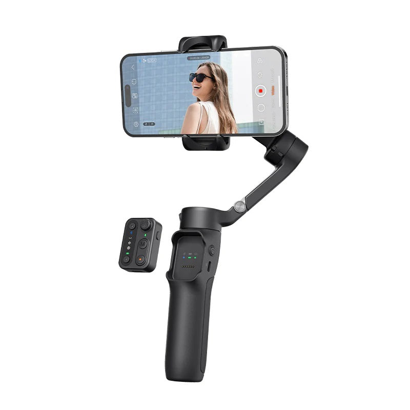 Hohem iSteady X3 SE for vlogging with smartphone mounted and remote control for easy operation