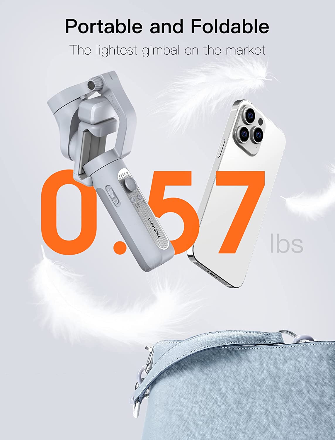 Hohem iSteady XE smartphone gimbal, lightweight design, portable and foldable for easy carrying