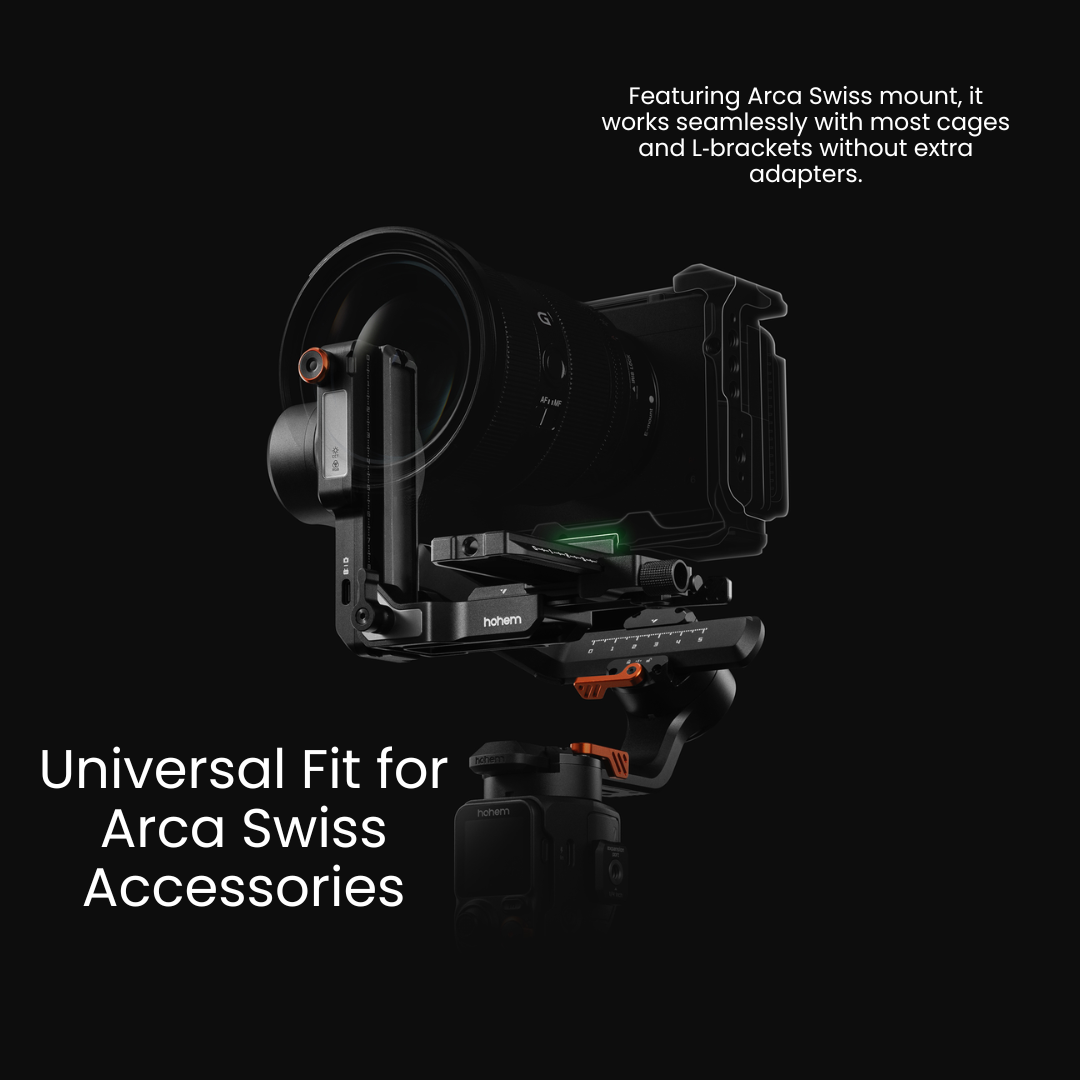 Smart AI Tracking 3-Axis Gimbal with Arca Swiss mount for seamless accessory integration