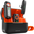 Hohem wireless Lavalier microphone charging case with compact design and two microphones for clear audio recording
