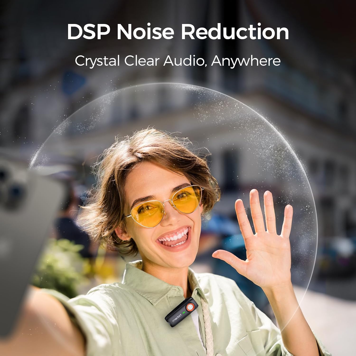 Hohem wireless Lavalier microphone with DSP noise reduction for crystal clear audio anywhere