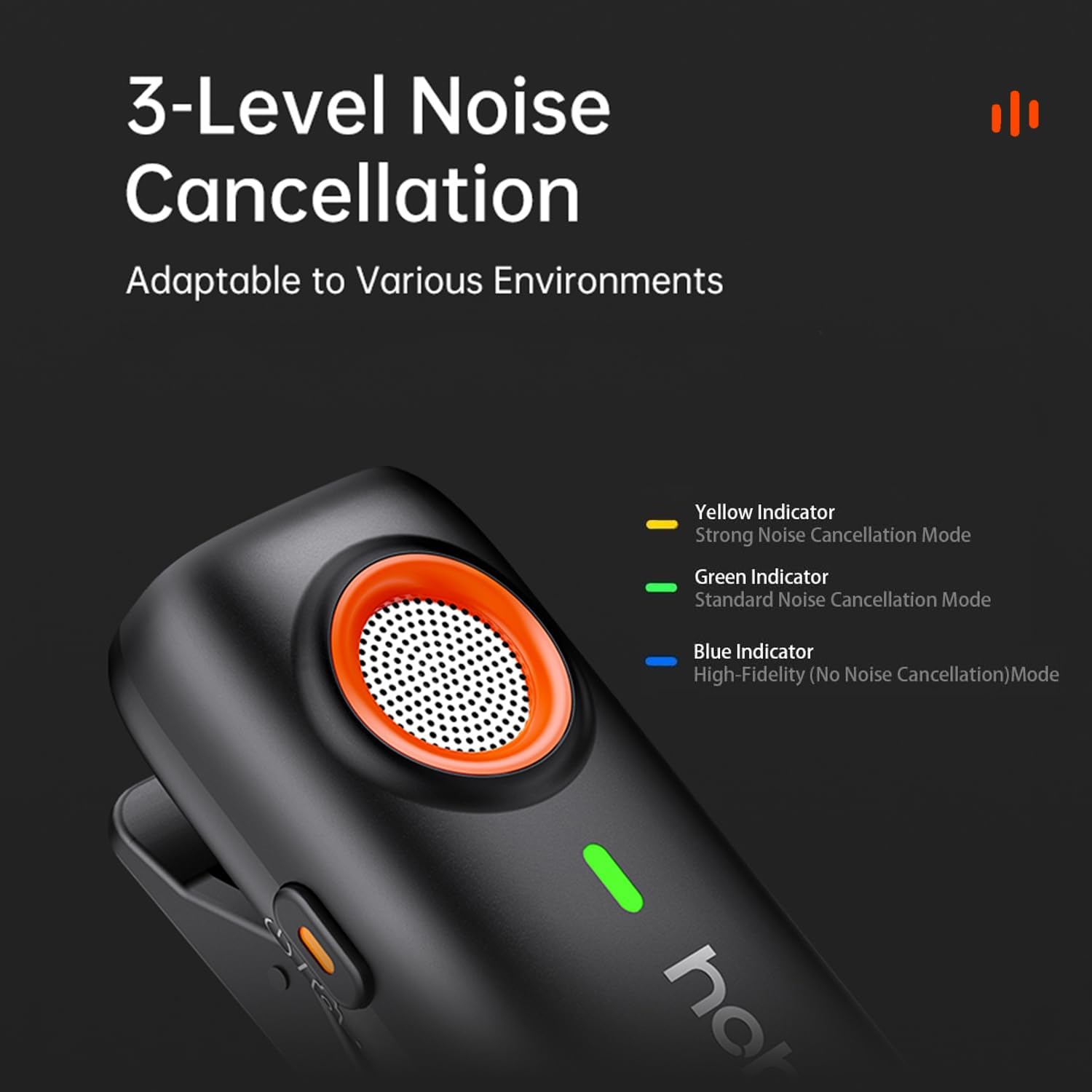 Hohem wireless Lavalier microphone with 3-level noise cancellation for various environments