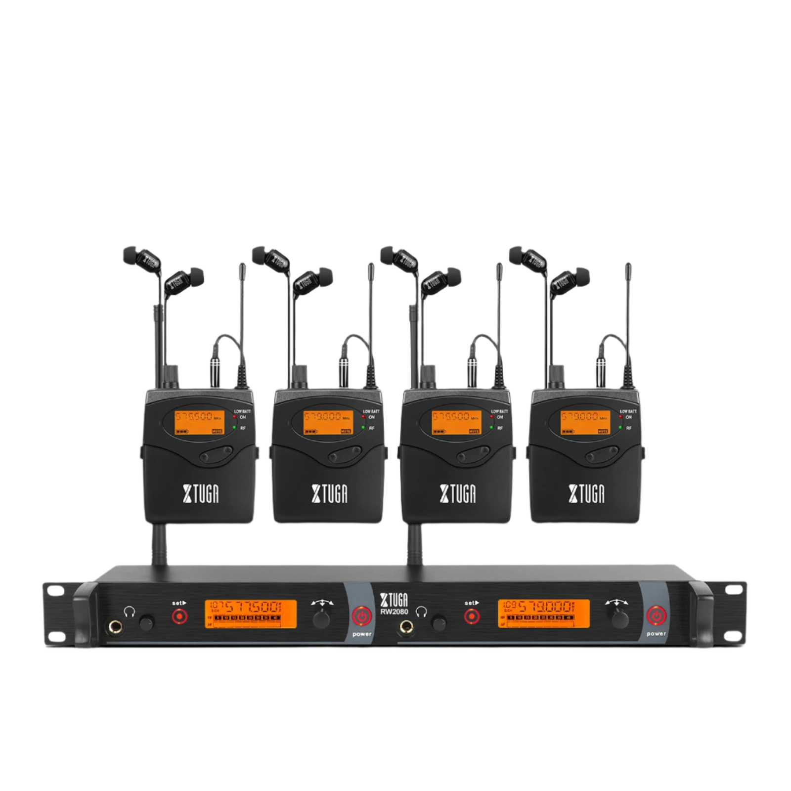 XTUGA IEM1200 Wireless in Ear Monitor System 4 Channel with in Earphone Wireless Type Used for Stage or Studio