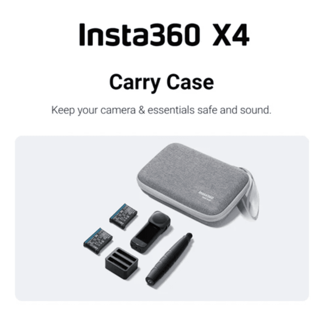 Insta 360 Carry Case with organized compartments for accessories and protection.