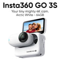 Insta360 GO 3S 4K Tiny Waterproof Action Camera in Arctic White with 64GB storage and flip screen