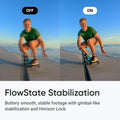 FlowState Stabilization comparison showing 4K Tiny Waterproof Action Camera feature for smooth footage