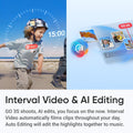 VMIDirect 4K Tiny Waterproof Action Camera featuring interval video and AI editing for capturing adventures