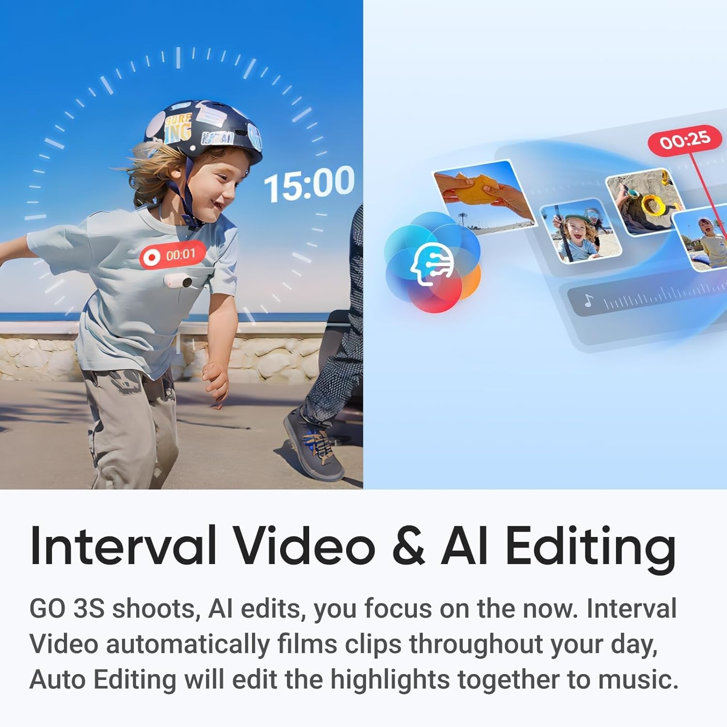 VMIDirect 4K Tiny Waterproof Action Camera featuring interval video and AI editing for capturing adventures