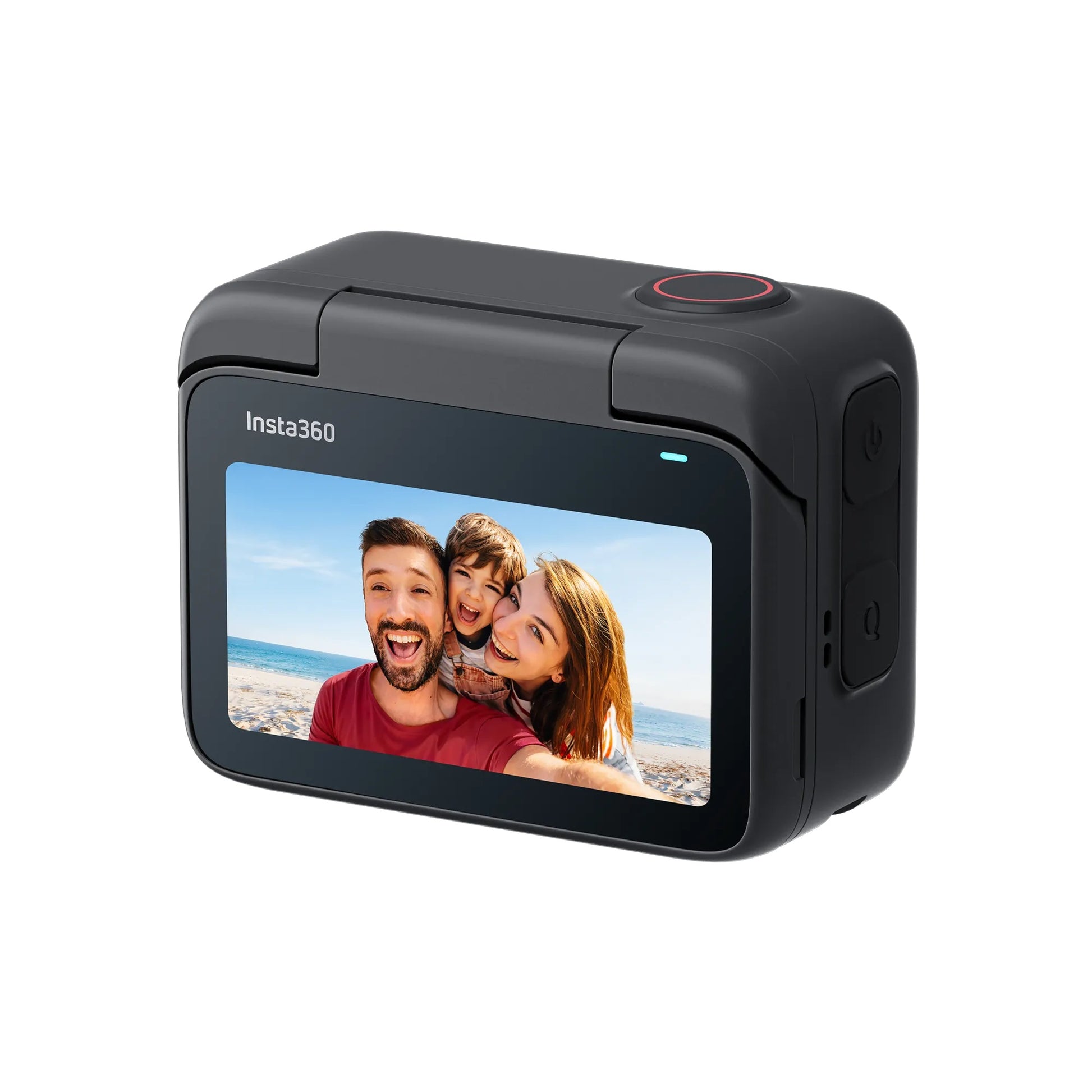 Insta360 4K Tiny Waterproof Action Camera with a compact design and a front-facing screen for easy selfies