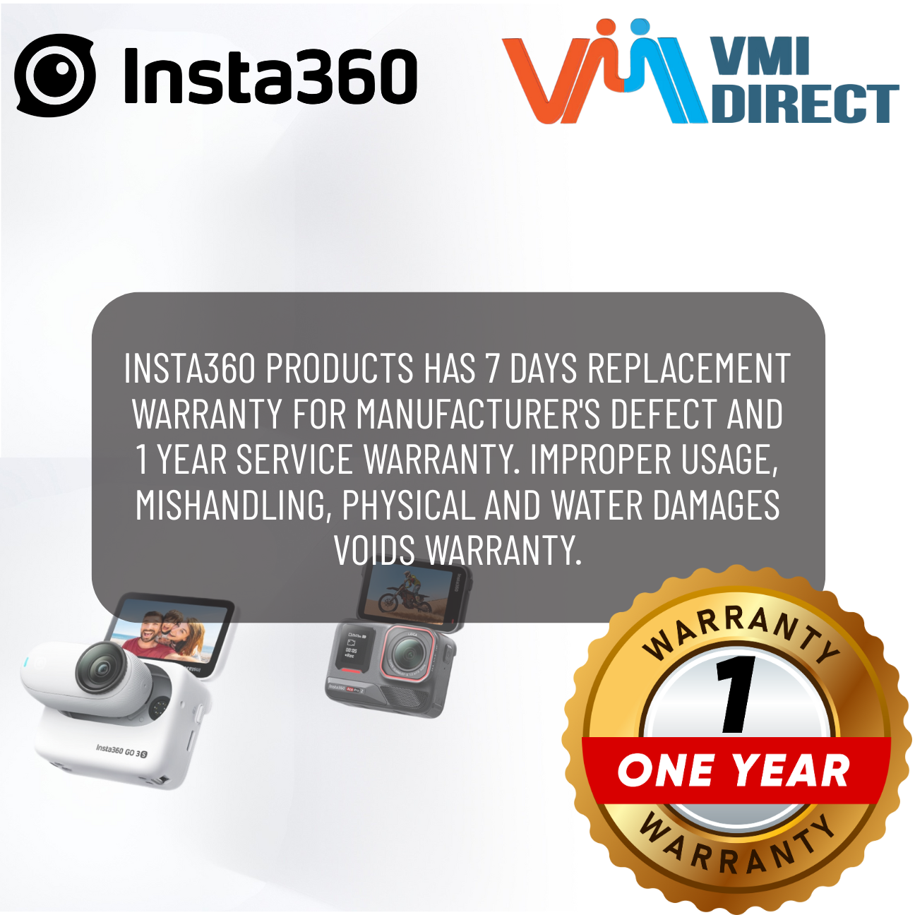 VMIDirect Waterproof Action Camera with a one year warranty and replacement coverage for defects