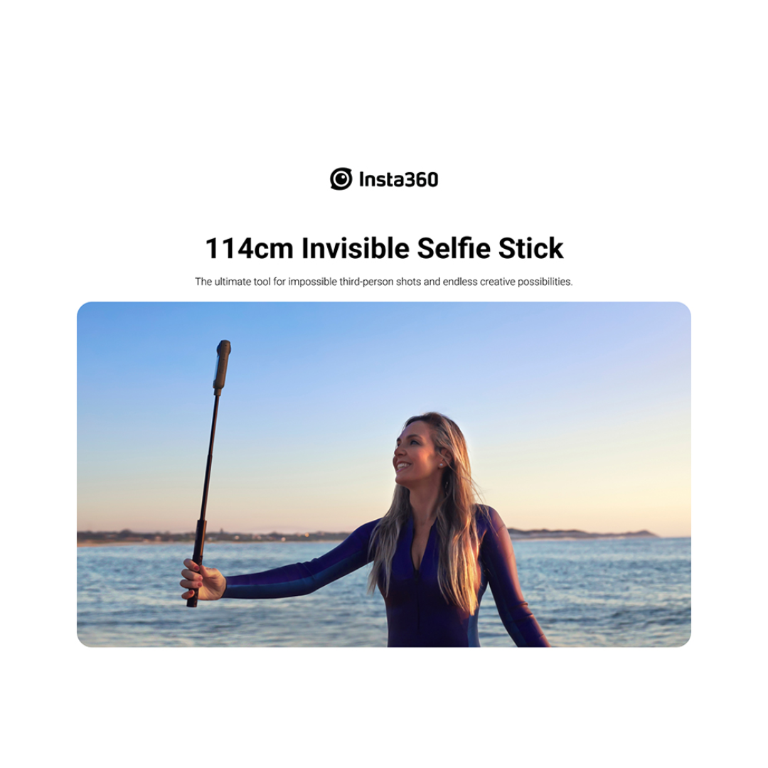 Insta360 114cm Invisible Selfie Stick ideal for unique third-person photography and creative shots