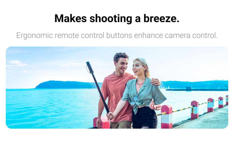 Couple enjoying the beach with an Invisible Selfie Stick for easy photos and enhanced camera control