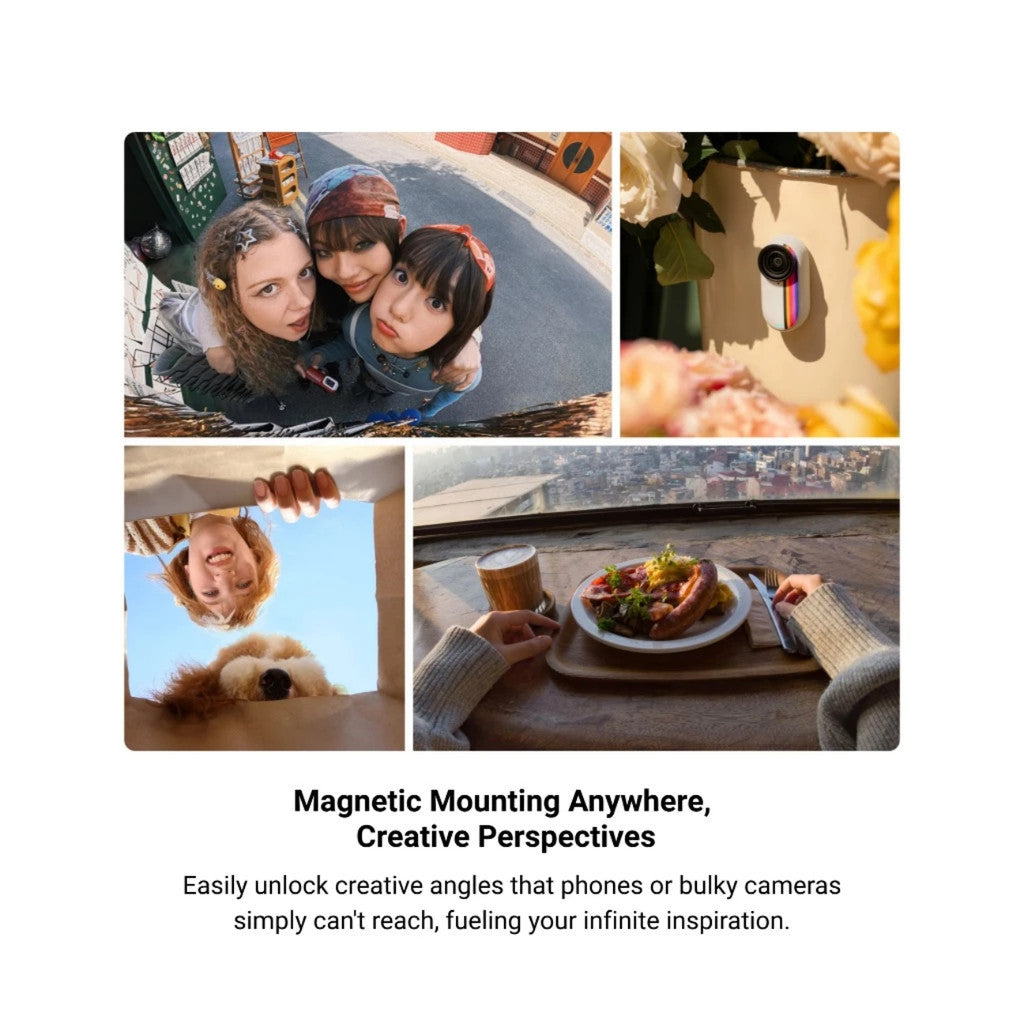 Small 4K Action Camera with magnetic mounting for creative perspectives and easy shooting angles