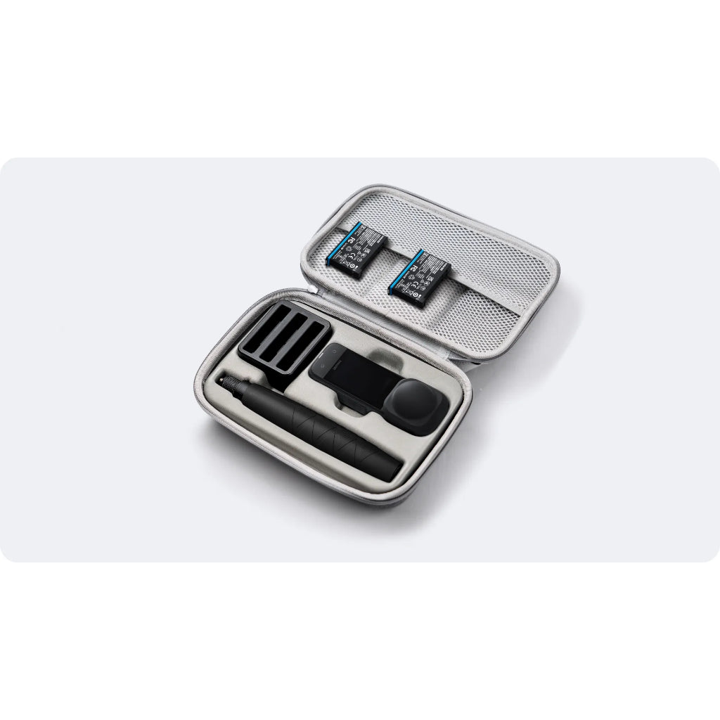 Insta360 X4 Accessories Bundle Pack in a compact case with essential camera tools and extra batteries