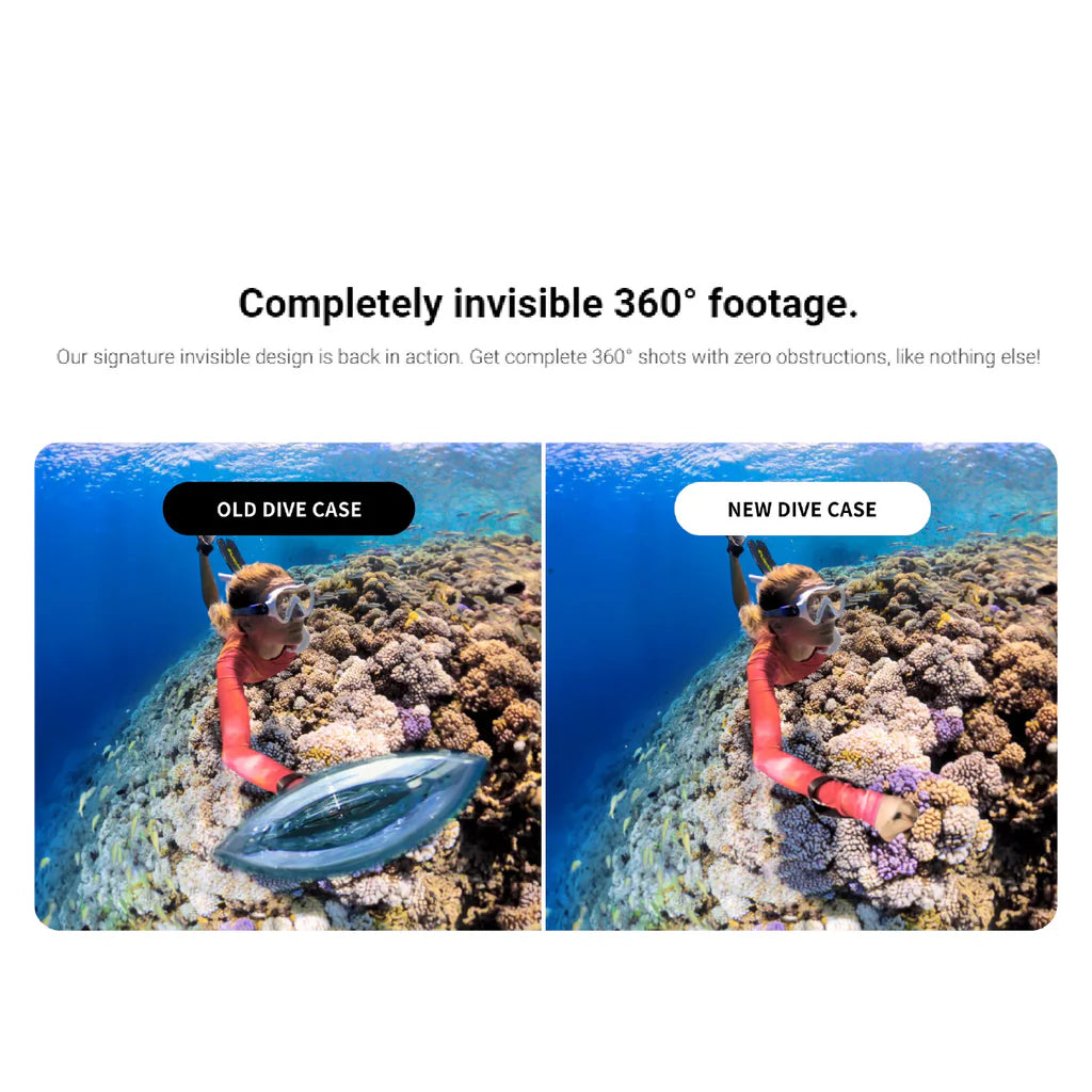 Insta360 X4 Accessories Bundle Pack showcasing old and new dive cases for underwater photography