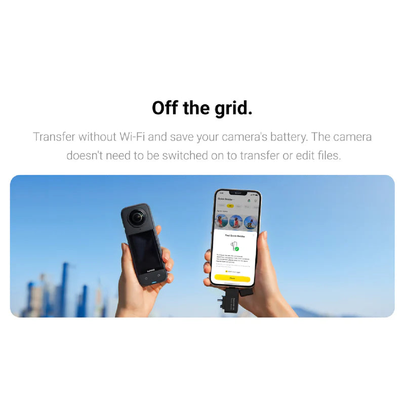 Insta360 X4 Accessories Bundle Pack for easy file transfer without Wi-Fi and battery savings