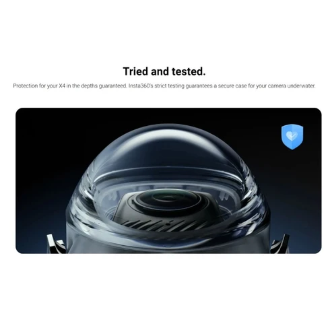 Insta360 X4 secure camera and waterproof case designed for underwater protection